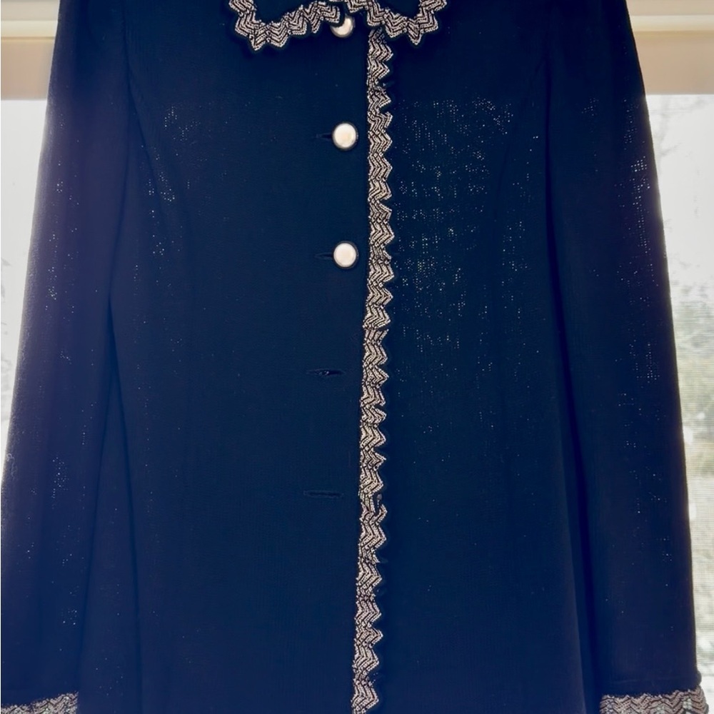 St. John Collection BLACK (not Navy) Blazer with Silver Trim